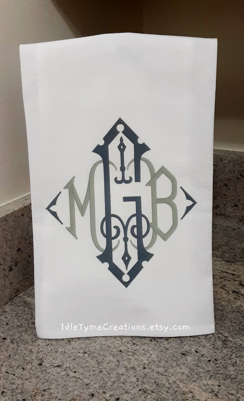 Farmhouse Kitchen Towel Cotton 2nd Anniversary Gift. Monogramed Flour Sack Towel Bar Towel Personalized Tea Towel Bridal Shower Gift