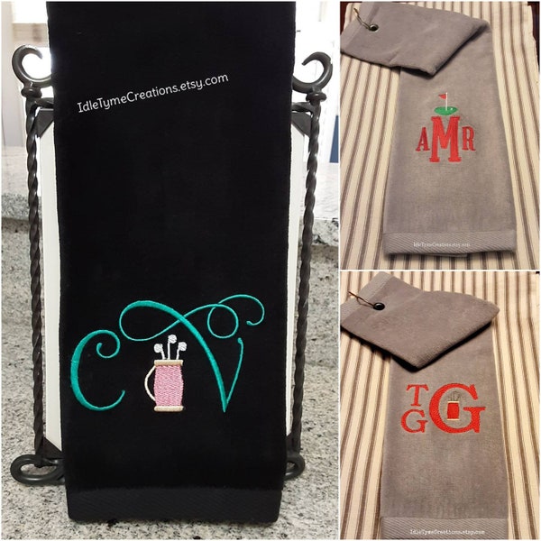 Embroidered Golf Towel, Personalized Golf Towel, Golf Towel Monogrammed, Tri-Fold Terry Velour Golf Towel, Team Sports Towel, Golfer Gift!