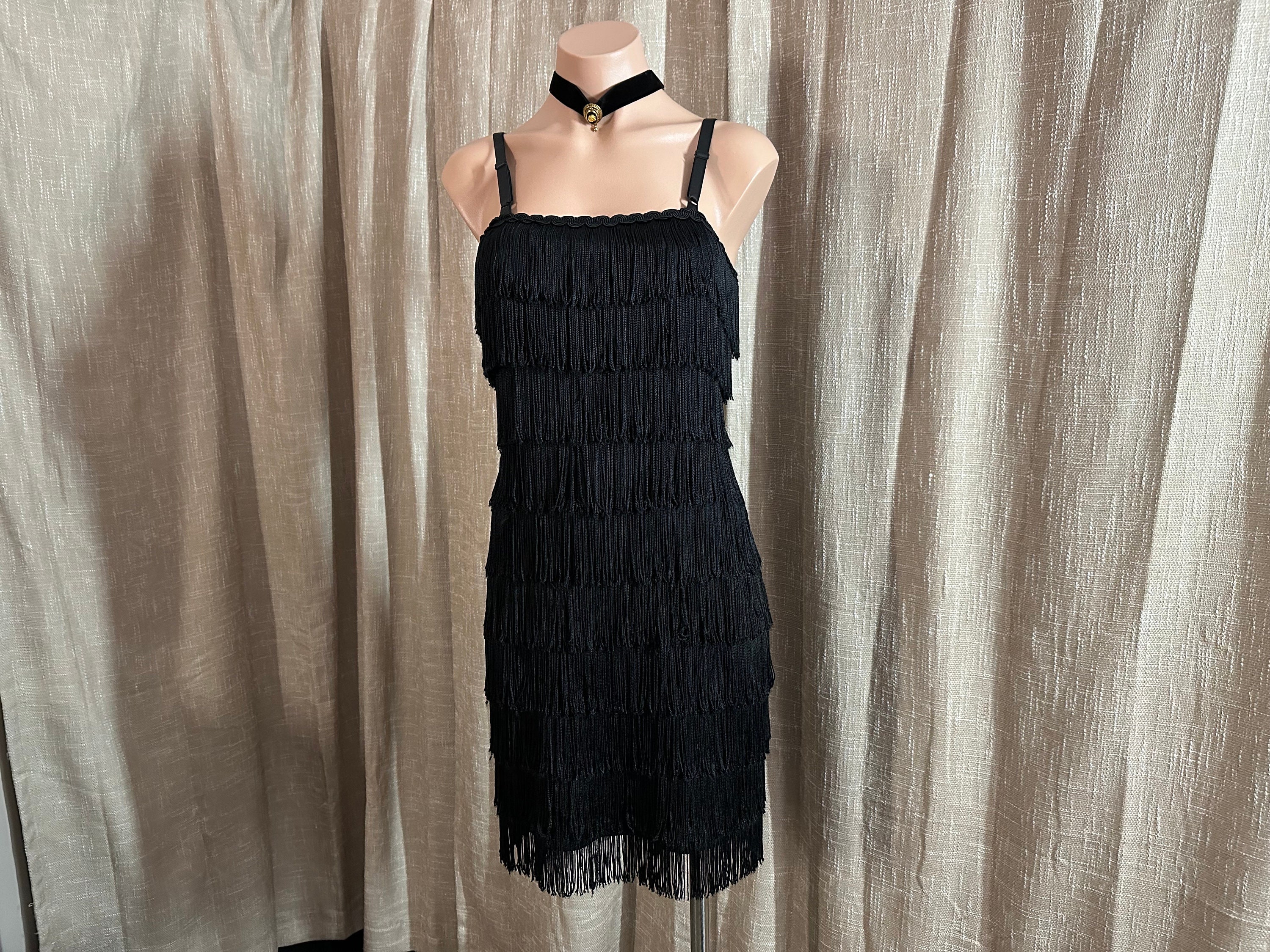 Vintage 1980s Contempo Casuals Disco Dress with Go Go Fringe + Lingerie Straps, Clubwear, Glam Goth, Grunge, Small, 30-32"B, 32-35"H Vintage 1980s Contempo Casuals Disco Dress with Go Go Fringe + Lingerie Straps, Clubwear, Glam Goth, Grunge, Small, 30-32"B, 32-35"H