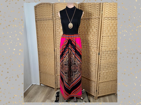 maxi dress 1970s 70s Rhinestone Studded owned condition 1970s Flowing Cotton Maxi Dress-medium
