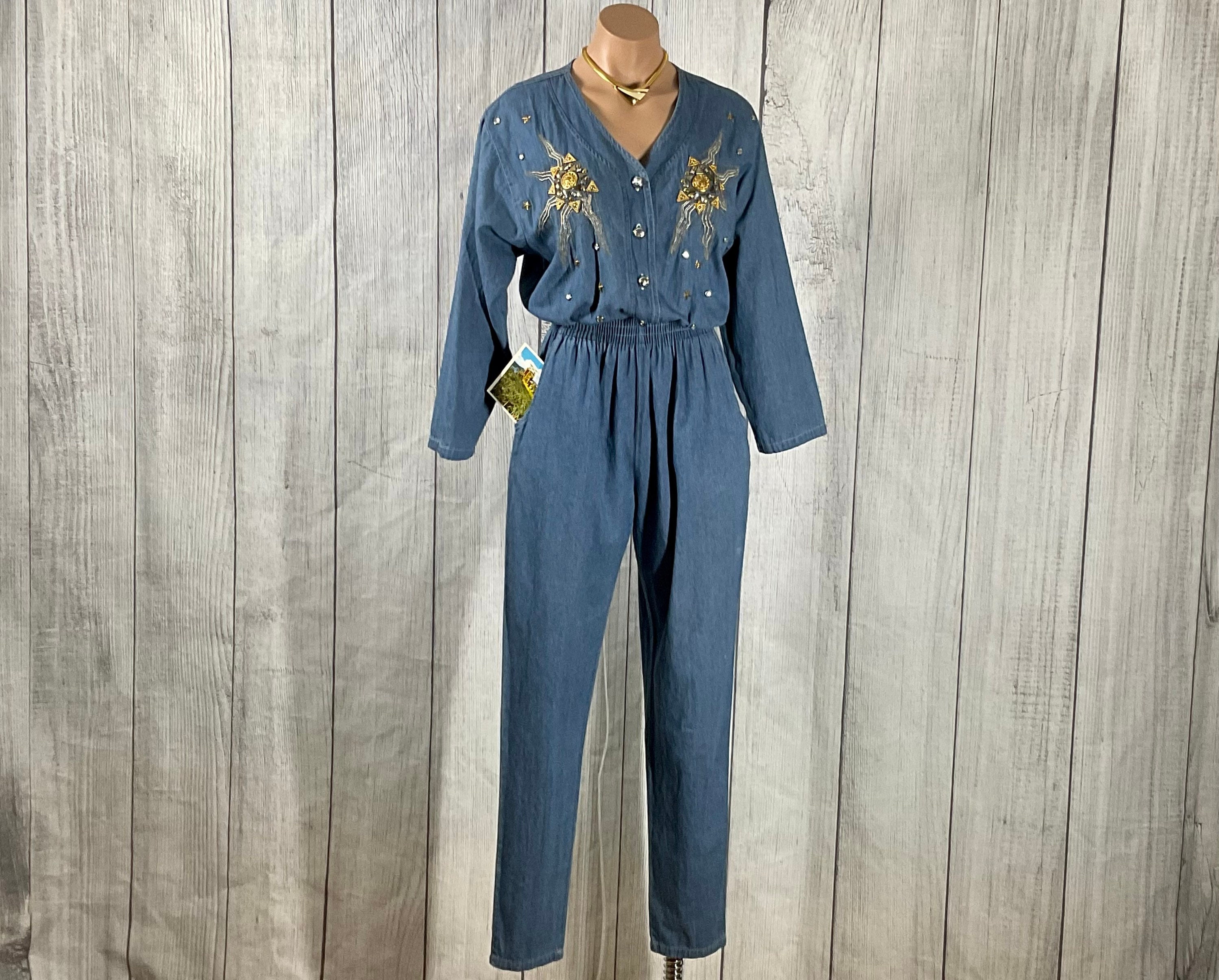 当季大流行 Vintage W Jumpsuit Utility Denim USA~ ~spotlight 1990s 1980s パンツ