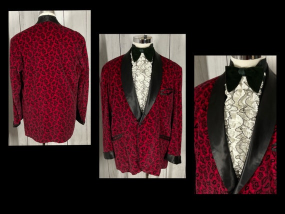 Swanky Rat Pack Vintage 1950s Red/Black Paisley V… - image 10