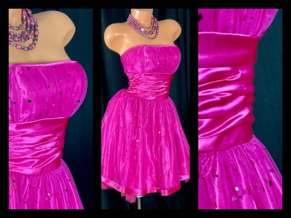 Vintage 1990s Y2K Hot Pink Barbiecore Prom Party … - image 9