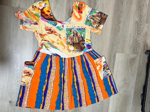 Vintage 1990s Jams World Popover Dress, Floaty Crinkle Rayon, Collage  Prints W/cave Paintings, Indian Chief, Hawaiian Casual, Tiki, 36B - Etsy