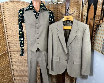 Traje Levi's Action Leisure de 3 piezas Pimpin vintage de los años 70 + Camisa disco Joel de regalo, Studio 54, fiesta temática, baile de graduación retro, disfraz, talla 42/36