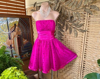 90s Vintage Jessica Mcclintock Strapless Pink & Black Corset Gown - Etsy