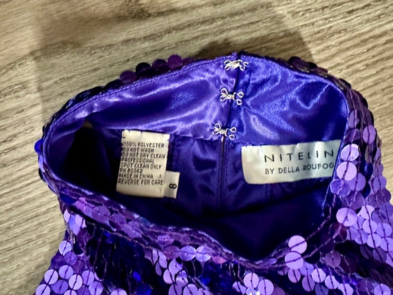Vintage 1980s Shimmering Purple Sequin Halter Min… - image 9