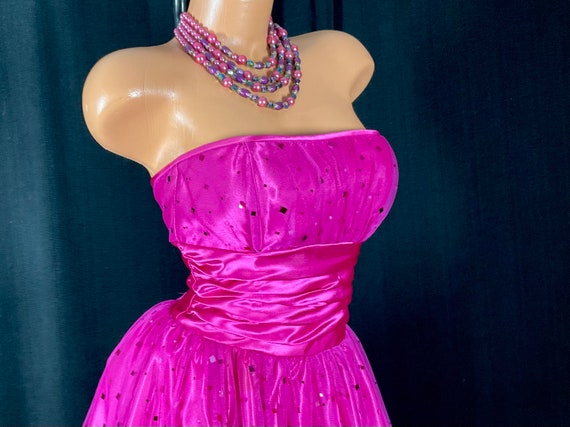 Vintage 1990s Y2K Hot Pink Barbiecore Prom Party … - image 2