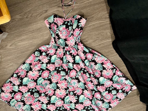 Vintage 1980s does 1950s Halter Bustier Dress w/C… - image 8