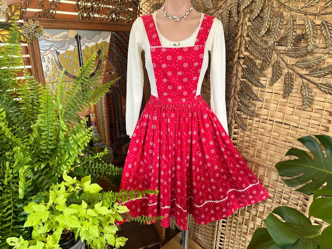 Rockabilly Ric Rac Vintage 1950s Alex Colman of California Rockabilly Swing Skirt, Red ...