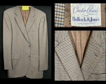 Vintage English Houndstooth Wool Check Sport Coat Jacket - Etsy