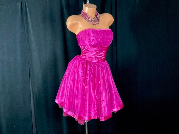 Vintage 1990s Y2K Hot Pink Barbiecore Prom Party … - image 1