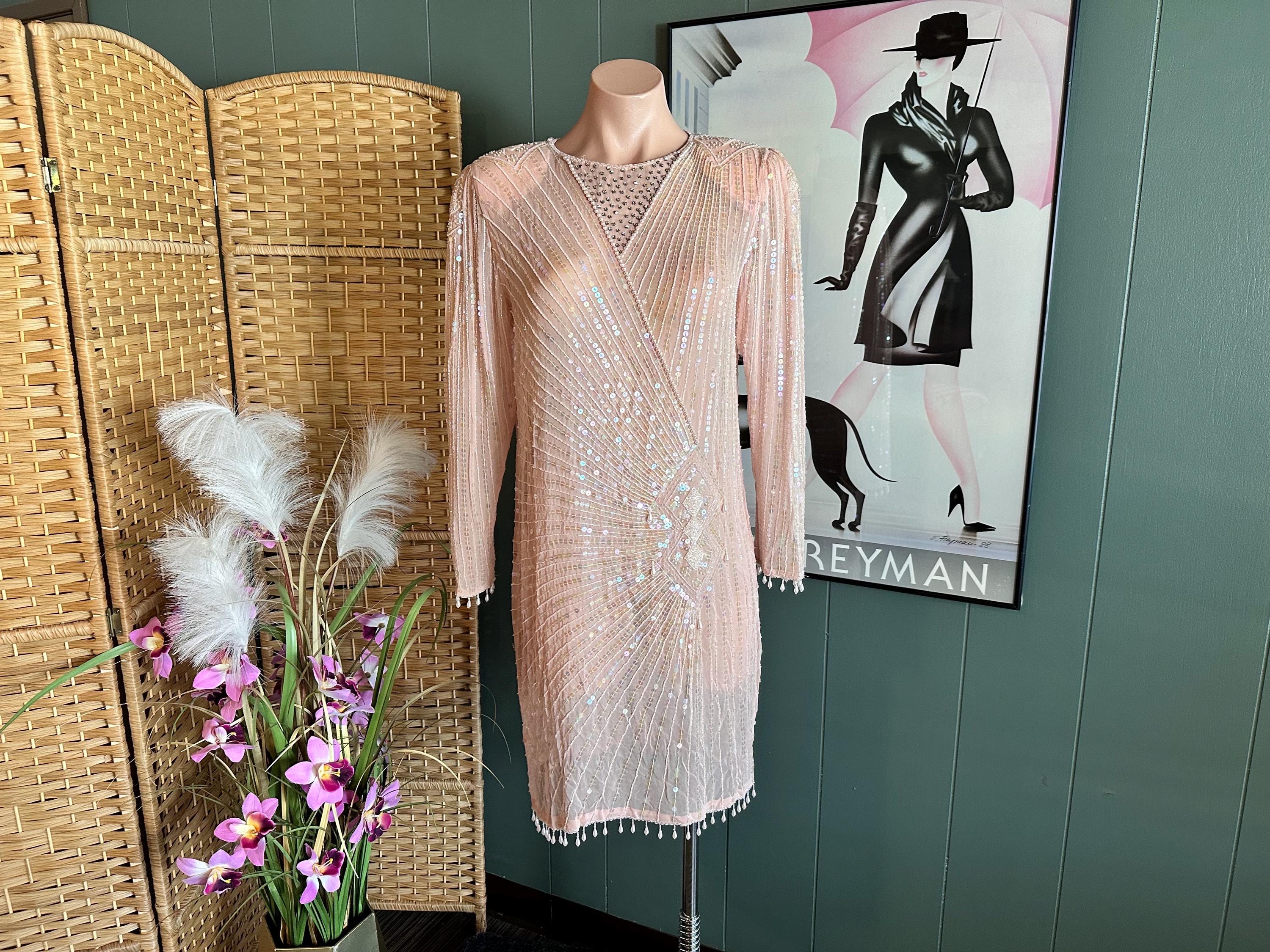 Oleg Cassini Sequined Dress - Etsy