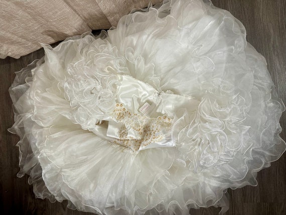 Vintage 1980s Beaded Satin Wedding Dress Gown w/C… - image 8