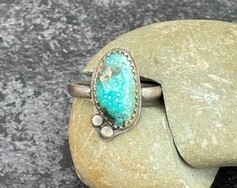 Handmade Sterling Silver Hubei Turquoise Ring, Artisan Jewelry