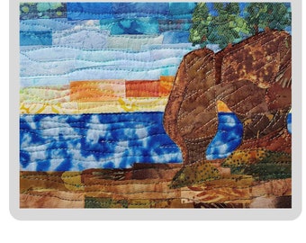 PDF Strand Art Steppmuster / Geschenke für Quilter / Art Quilt Muster / Landschaft Stickmuster / Blumentopf Strand / Quiltmuster Easy Quiltmuster