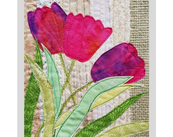 PDF Art QUILT PATTERN Tulips / Floral Quilt Pattern / Flower Quilting Patterns/ Gifts for Quilters / Gifts for Sewers / Nature Quilt Pattern