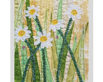 PDF Art QUILT PATTERN Daisies / Floral Quilt Pattern / Flower Quilting Patterns/ Gifts for Quilters / Art Quilt Patterns / Daisy Quilt