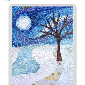 PAPER Art QUILT PATTERN Winter Moon / Collage Art Quilt Pattern / Quilting Patterns / Gifts for Quilters / Landscape Pattern