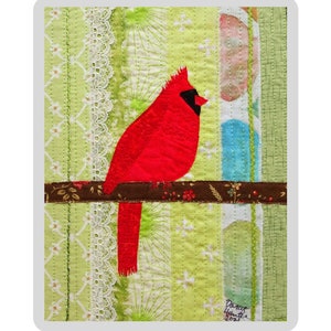 PDF Art QUILT PATTERN Cardinal / Bird Quilt Pattern /  Gifts for Sewers / Art Quilt Patterns / Cardinal Quilt / Wall Hanging Pattern