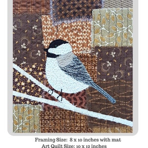 PDF Art QUILT PATTERN Chickadee / Bird Quilt Pattern / Quilting Patterns / Gifts for Quilters / Art Quilt Patterns / Chickadee Quilt image 1