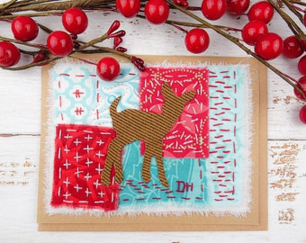 PDF Christmas Quilt Pattern Deer / Do it Yourself Project / Slow Stitch Collage  Pattern / Gift Exchange Idea / Hand Embroidery PDF / DIY