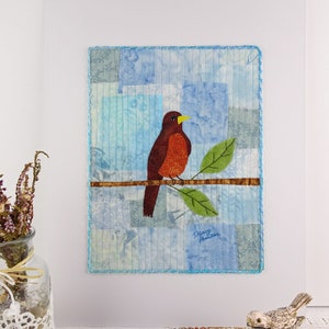 PDF Art QUILT PATTERN Robin / Bird Quilt Pattern / Gifts for Quilters / Art Quilt Patterns / beginner quilt pattern / wall quilt pattern