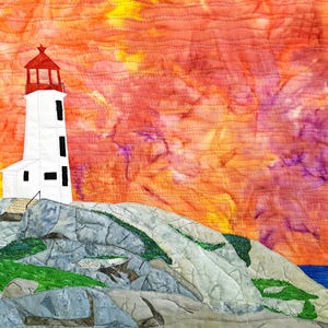 Peggy's Cove, Nouvelle-Écosse / Art de la côte est / Impression d'art textile phare / Impression d'art 5 x 7 / Impression d'art textile / Cadeau pour amoureux de l'océan