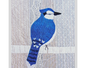 PDF Art QUILT PATTERN Blue Jay / Bird Quilt Pattern /  Gifts for Quilters / Art Quilt Patterns / Applique Pattern pdf / scrap Quilt Pattern