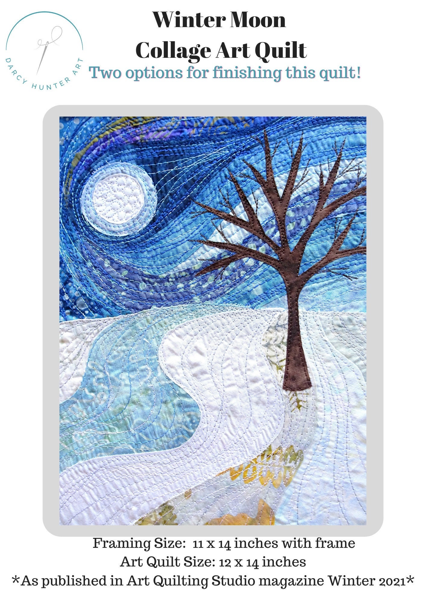 PAPER Art QUILT PATTERN Winter Moon / Collage Art Quilt - Etsy