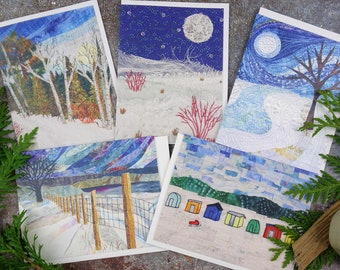 Winter Landscape Cards  / Holiday Cards Pack / Christmas Cards Pack / Blank Cards With Envelopes / Greeting Cards Pack / Blank Note Cards