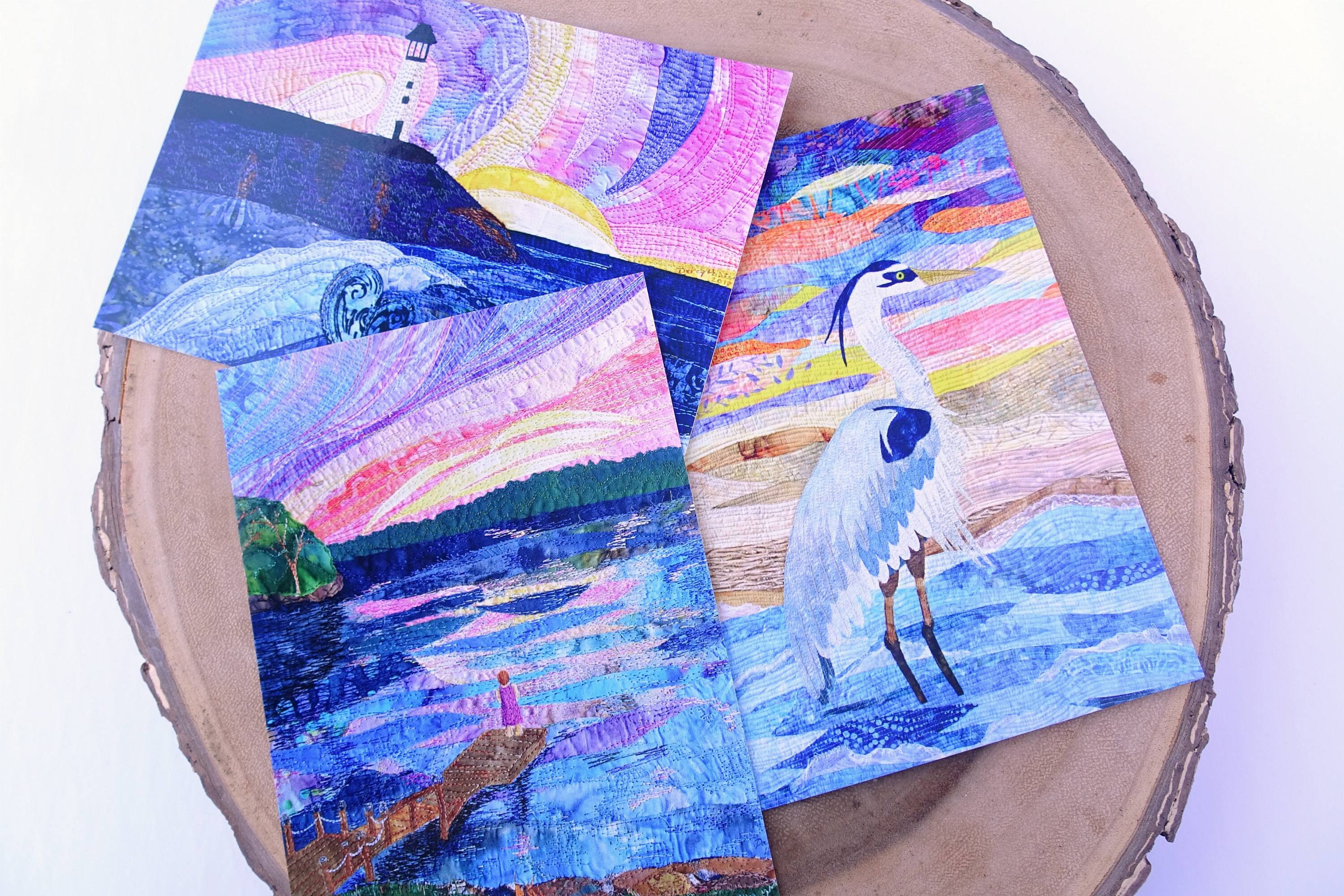 Art Postcard Set of 3 / 5x7 Fine Art Prints / Textile Art Etsy Singapore