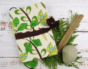 Retro Leaf Themed Journal /  Nature Diary / GratitudeJournal / Fabric Journal Cover Notebook / Pretty notebook / gift for writers