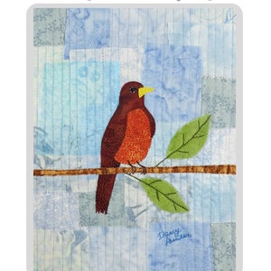 PDF Art QUILT PATTERN Robin / Bird Quilt Pattern / Gifts for Quilters / Art Quilt Patterns / beginner quilt pattern / wall quilt pattern