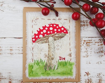 PDF Hand Embroidery Pattern Red Mushroom / Textile Collage Pattern / Beginner PDF Quilt Pattern / Small Embroidery Project / Do it Yourself