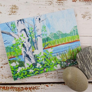 Marsh Landscape Art Print Card / Note Cards Handmade / Blank Note Cards / Blank Greeting Cards / Handmade Art Cards / Mini Note Cards