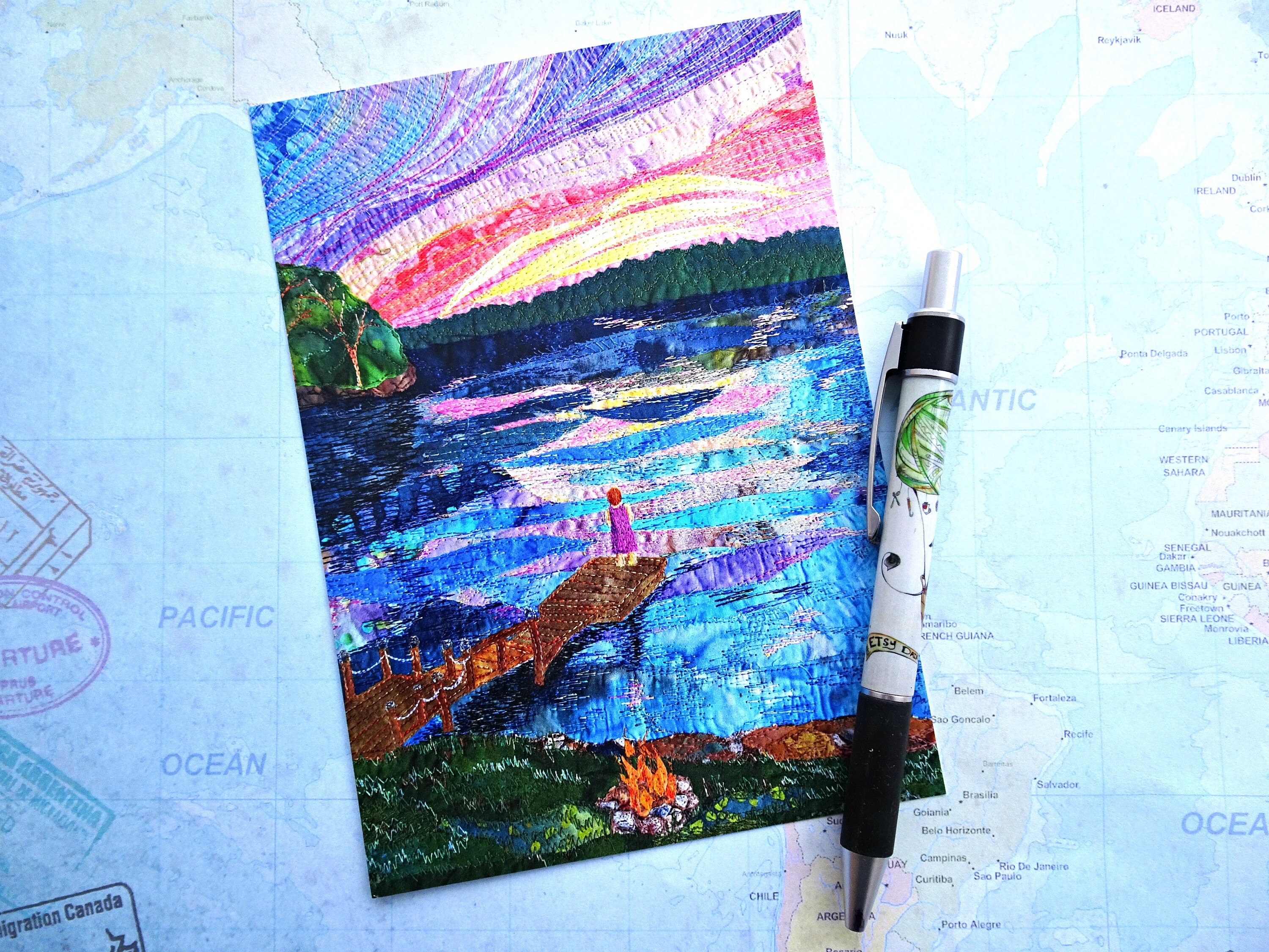 Art Postcard Set of 3 / 5x7 Fine Art Prints / Textile Art Etsy Singapore