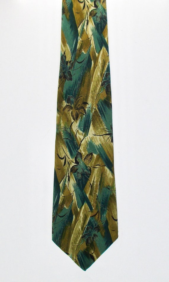 Nordstrom Silk Necktie, Abstract Floral, Gold Blue