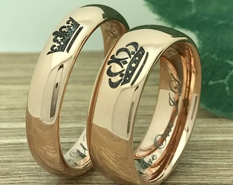Gold king and hot sale queen wedding rings