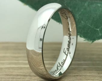 5mm Titanium Wedding Ring, Personalized Custom Engrave Classic Dome Wedding Band Ring, Wedding Ring, Bride & Groom Ring-TRB156-5mm