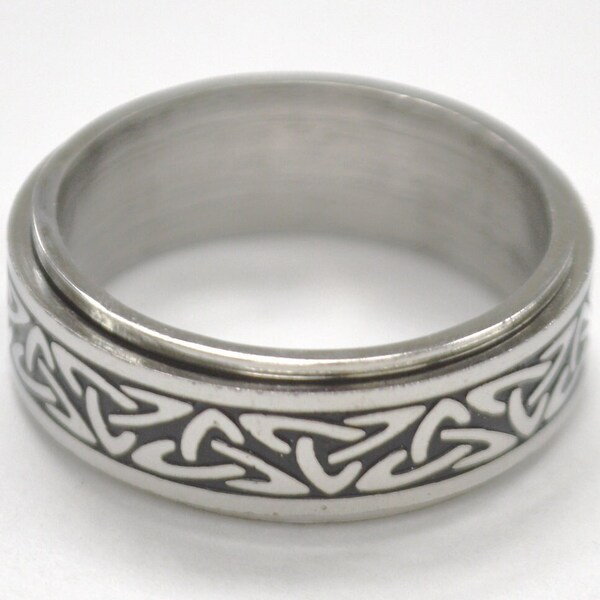 Celtic Ring, Personalize Custom Engrave Stainless Steel Spinner Ring, Celtic Spinner Ring, Gift For day 8mm