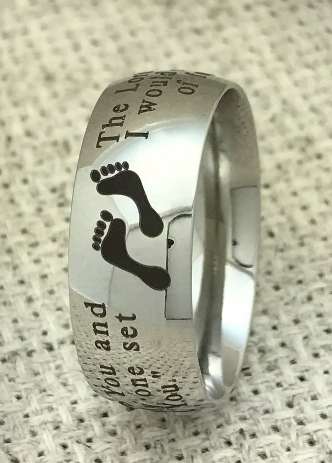 Footprints Ring Personalize Engrave Stainless Steel Ring with Etsy