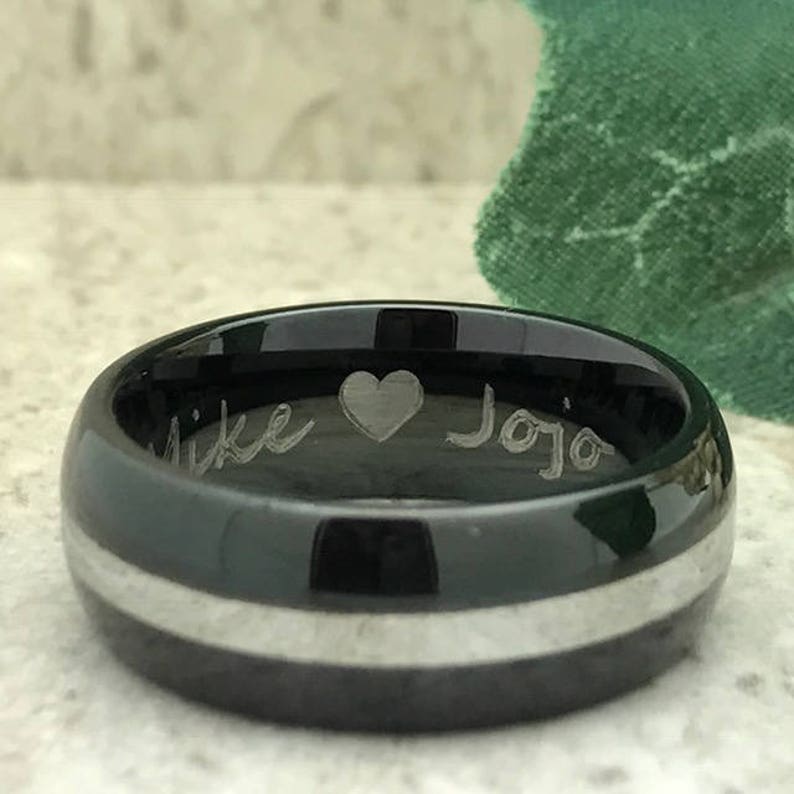 Personalize Custom Engrave Black Plated Tungsten Carbide Ring Classic Dome Ring Father/'s Day Gift 8mm Tungsten Wedding Ring