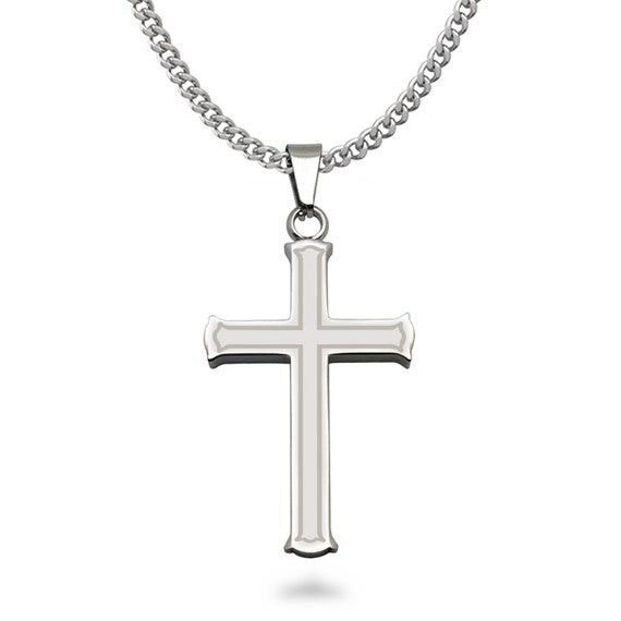 Cross Necklace Men's Stainless Steel Cross Pendant | Etsy