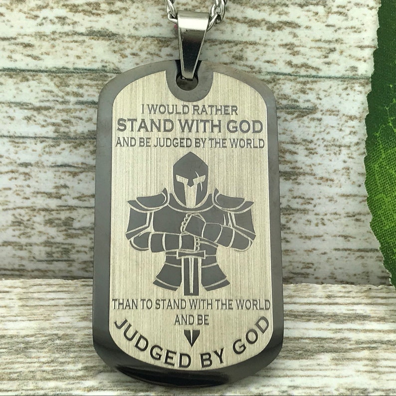 Armor of God Dog Tag Necklace Men's Black Stainless Steel Etsy