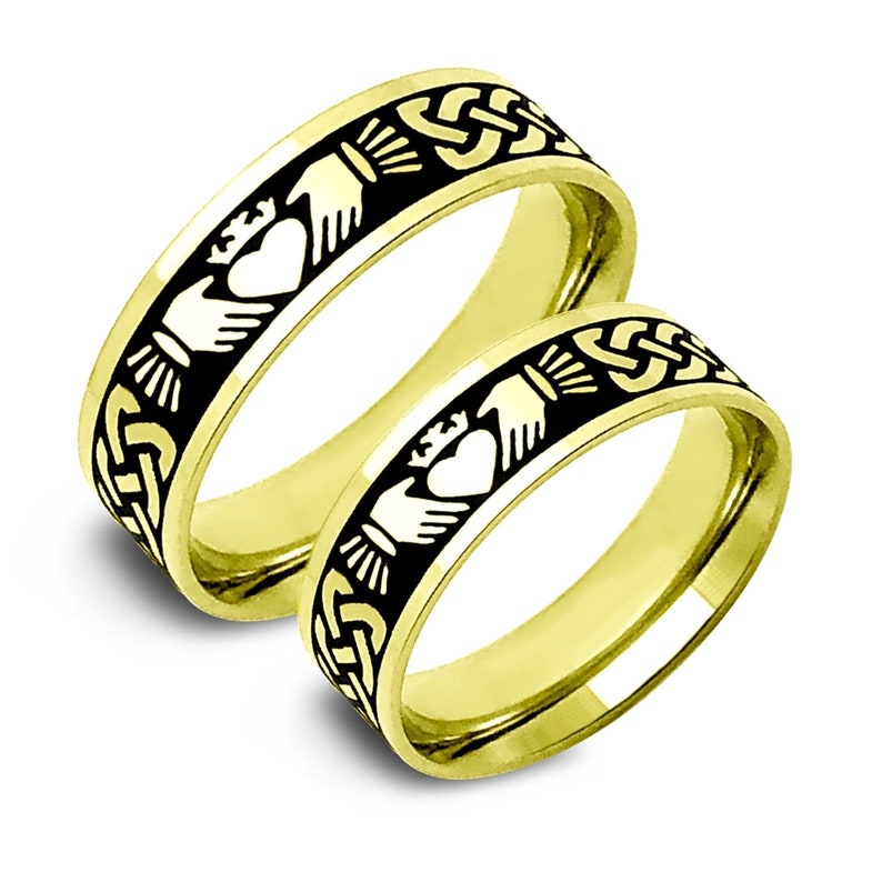 6mm Claddagh Rings,Celtic Claddagh Wedding Rings,Celtic Band for Men and Women Tungsten Celtic Claddagh Rings Couples Ring Set
