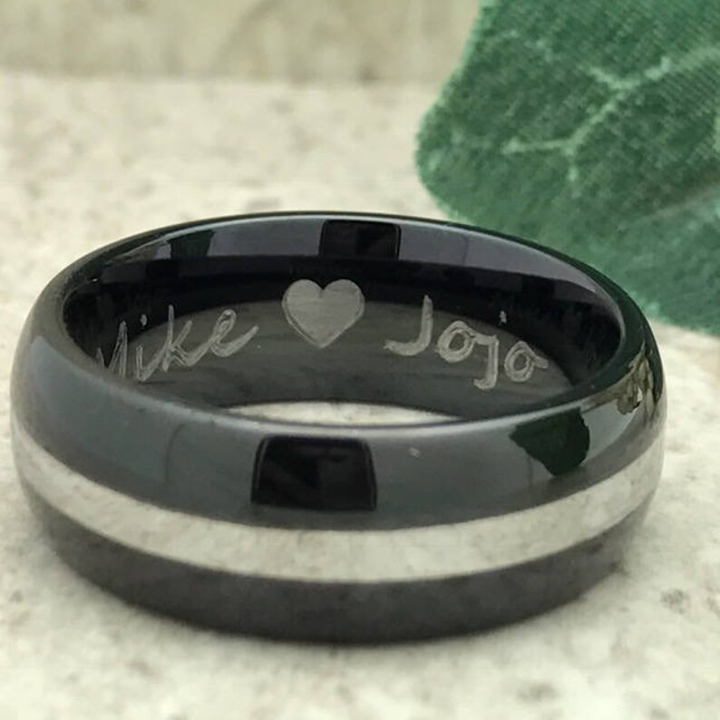 Personalize Custom Engrave Black Plated Tungsten Carbide Ring Classic Dome Ring Father/'s Day Gift 8mm Tungsten Wedding Ring