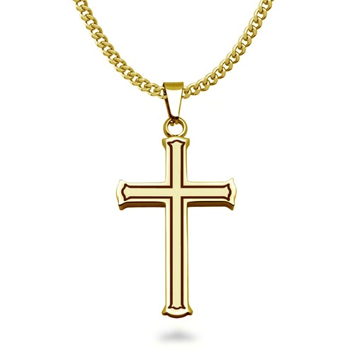 Cross Necklace Men's Stainless Steel Cross Pendant - Etsy
