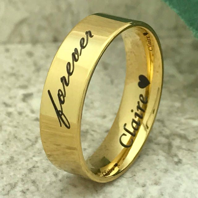 6mm Wedding BaNd Personalized Engrave Pipe Cut Gold Plated | Etsy