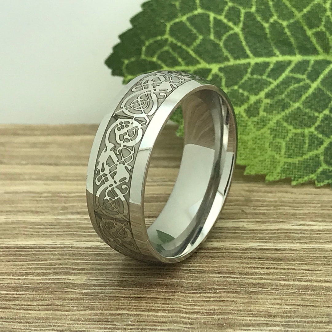 8mm Celtic Tungsten Wedding Rings, Personalize Engrave Tungsten Ring